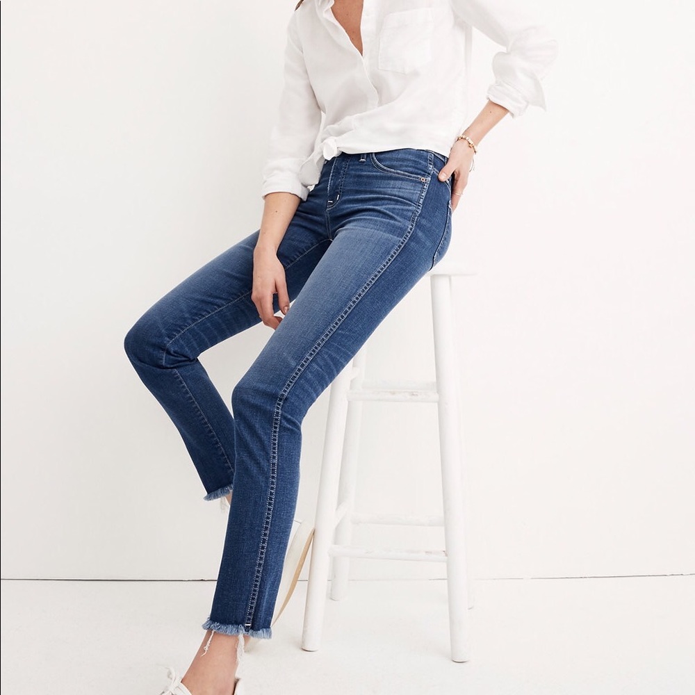 Madewell slim straight raw hem jeans